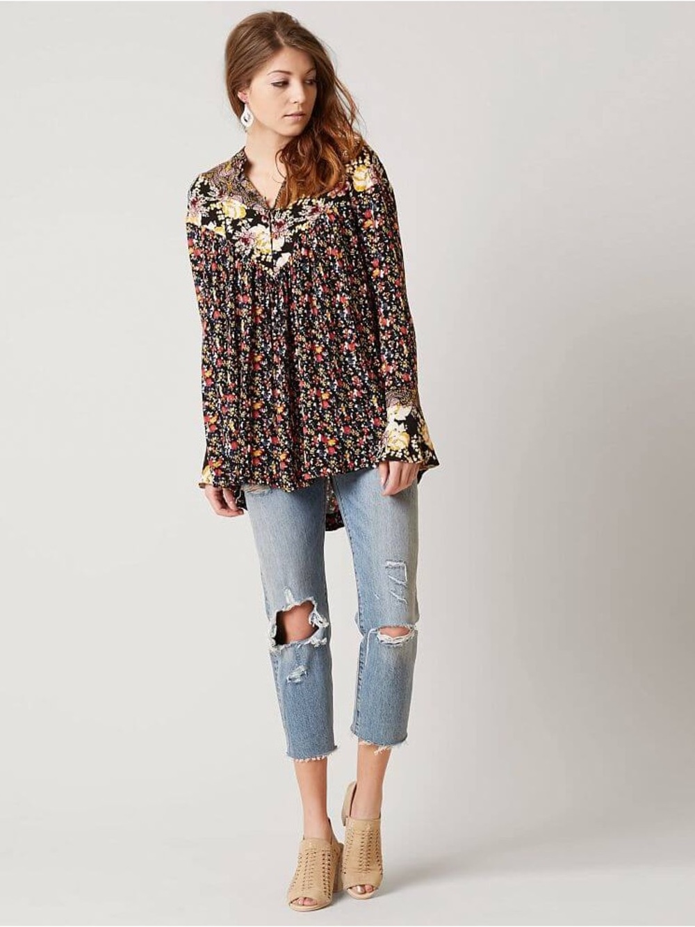 Free People Wildflower Fields Henley Tunic Top - Picture 3 of 9